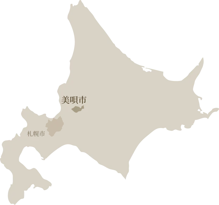 北海道の中の美唄市の位置を示す地図画像